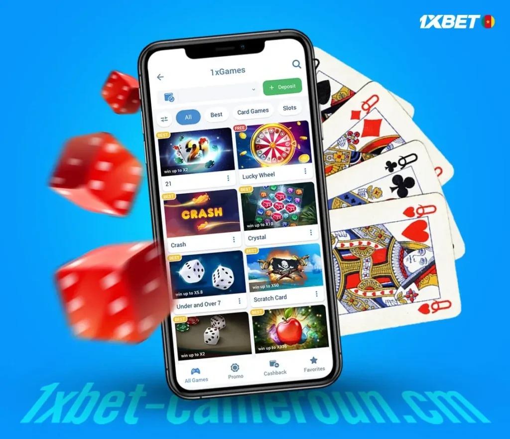 Jeux de casino sur l'application 1xBet App Cameroun