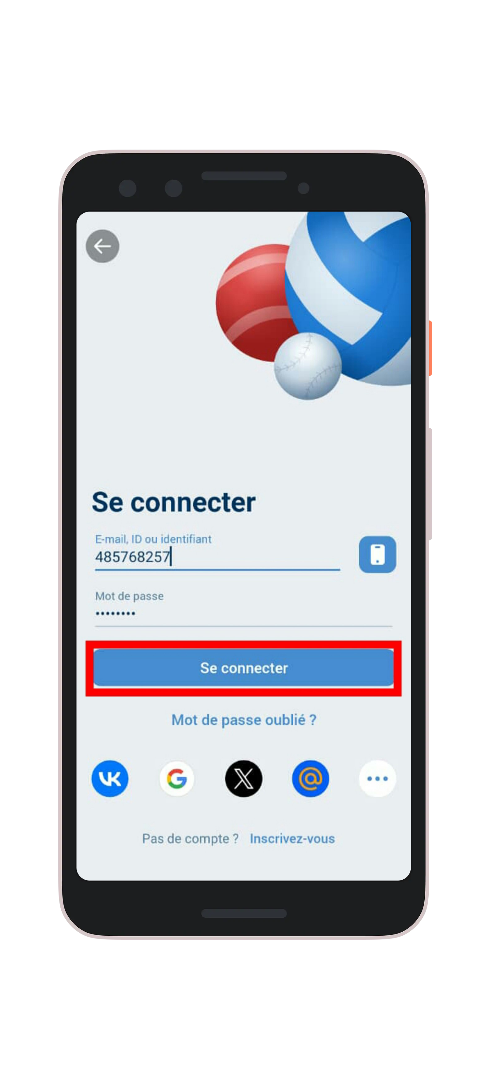 Cliquez sur "Se connecter"